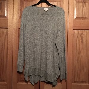 ANTHROPOLOGY Grey Sweater w/Detailed Ruffle Bottom